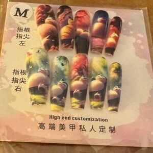 "Nap King" Press-On Nail Set – Snorlax-Inspired Character Art‎
